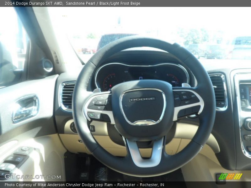 Sandstone Pearl / Black/Light Frost Beige 2014 Dodge Durango SXT AWD