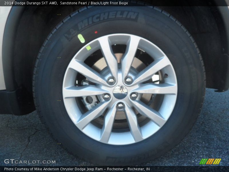 Sandstone Pearl / Black/Light Frost Beige 2014 Dodge Durango SXT AWD