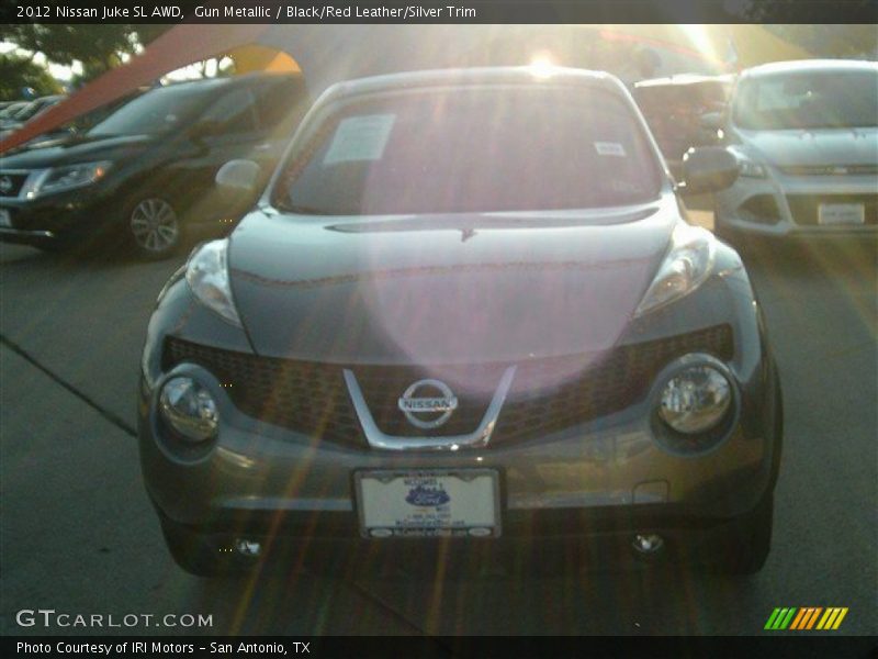 Gun Metallic / Black/Red Leather/Silver Trim 2012 Nissan Juke SL AWD