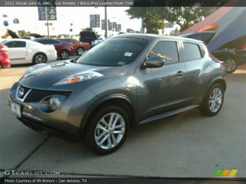 Gun Metallic / Black/Red Leather/Silver Trim 2012 Nissan Juke SL AWD