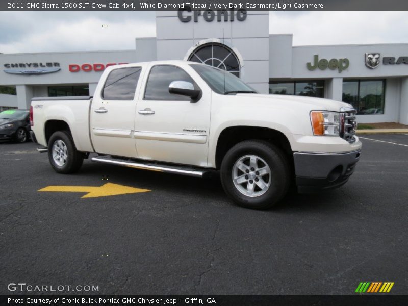 White Diamond Tricoat / Very Dark Cashmere/Light Cashmere 2011 GMC Sierra 1500 SLT Crew Cab 4x4