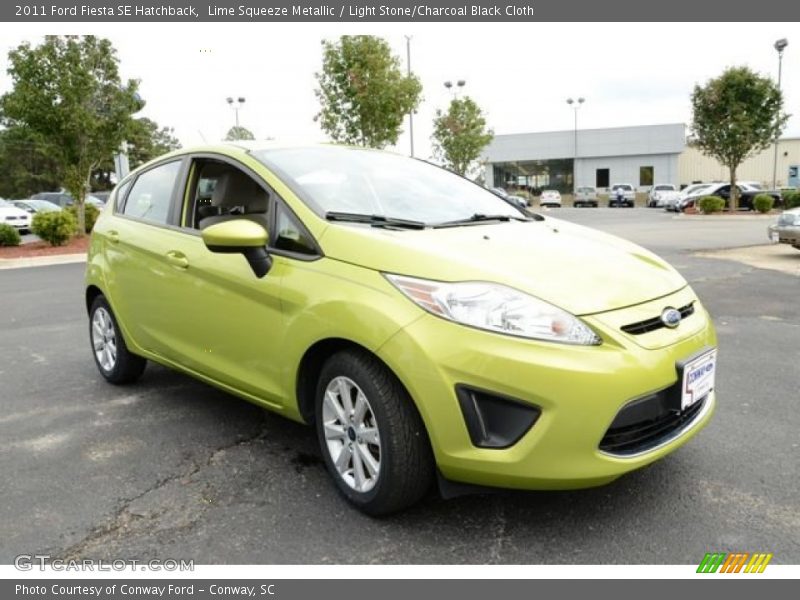 Lime Squeeze Metallic / Light Stone/Charcoal Black Cloth 2011 Ford Fiesta SE Hatchback