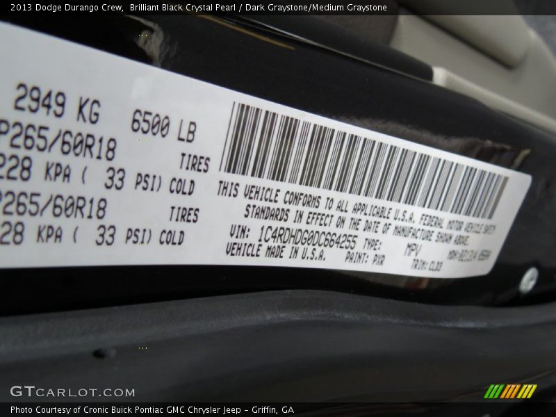 Brilliant Black Crystal Pearl / Dark Graystone/Medium Graystone 2013 Dodge Durango Crew