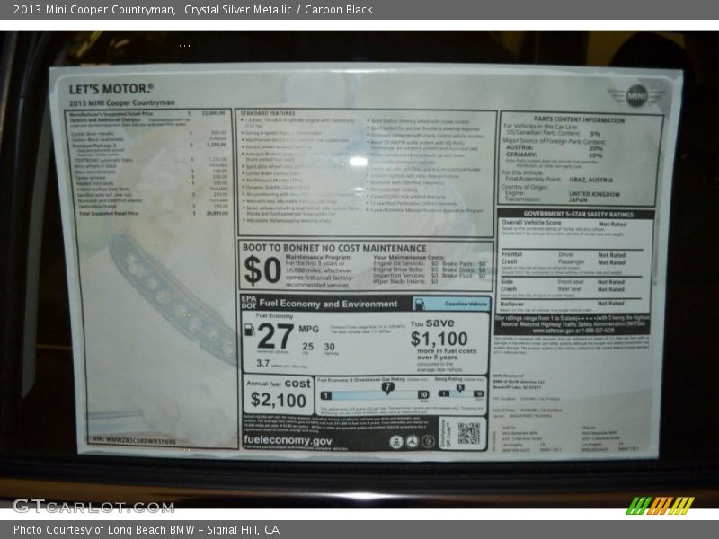 Crystal Silver Metallic / Carbon Black 2013 Mini Cooper Countryman