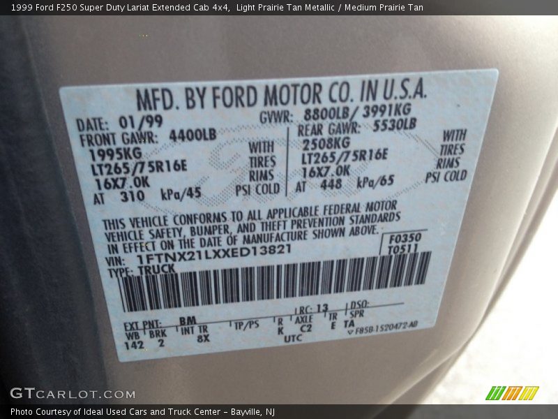 Light Prairie Tan Metallic / Medium Prairie Tan 1999 Ford F250 Super Duty Lariat Extended Cab 4x4
