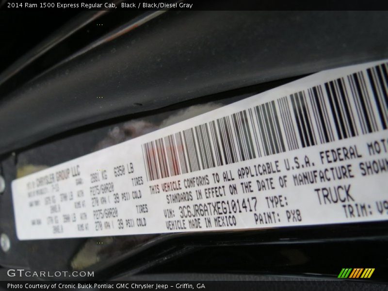 Black / Black/Diesel Gray 2014 Ram 1500 Express Regular Cab