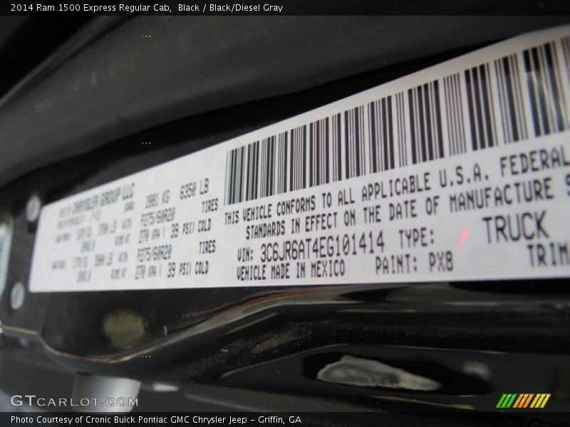 Black / Black/Diesel Gray 2014 Ram 1500 Express Regular Cab