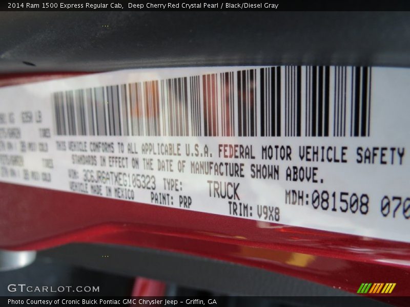 Deep Cherry Red Crystal Pearl / Black/Diesel Gray 2014 Ram 1500 Express Regular Cab