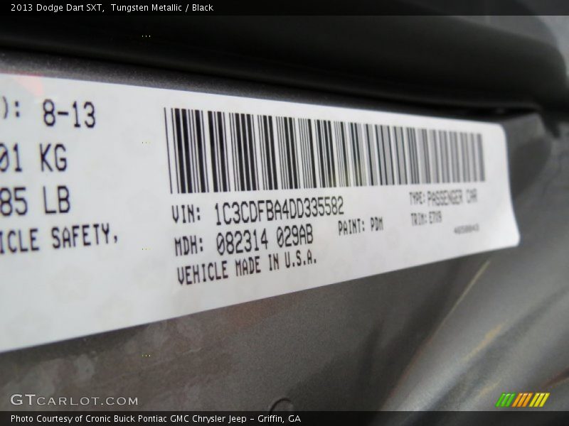 Tungsten Metallic / Black 2013 Dodge Dart SXT
