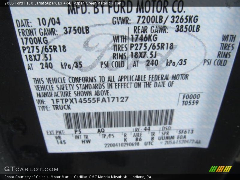 Aspen Green Metallic / Tan 2005 Ford F150 Lariat SuperCab 4x4