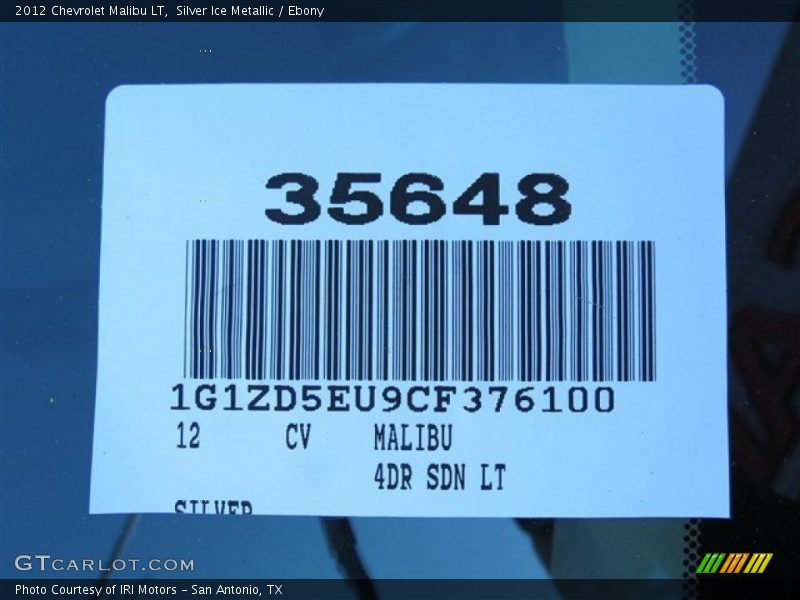 Silver Ice Metallic / Ebony 2012 Chevrolet Malibu LT