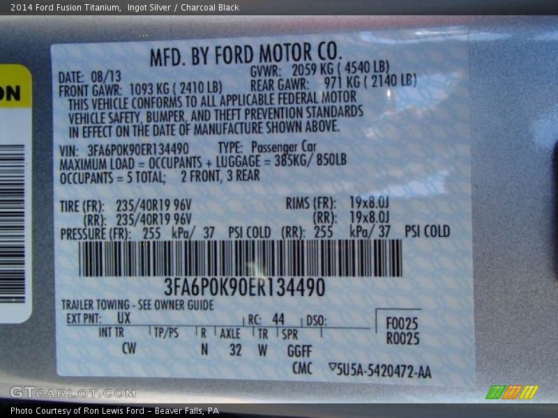 Ingot Silver / Charcoal Black 2014 Ford Fusion Titanium