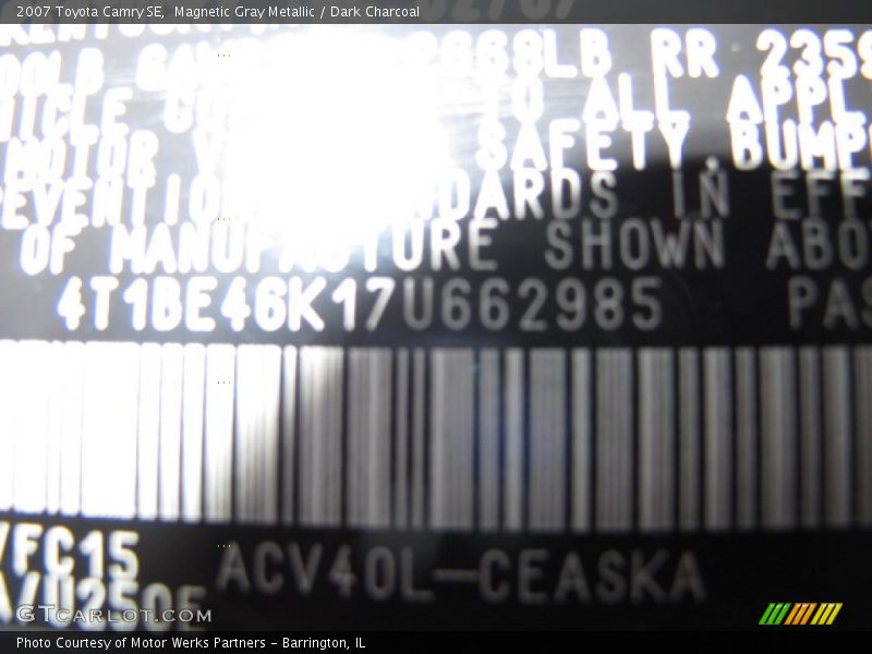 Magnetic Gray Metallic / Dark Charcoal 2007 Toyota Camry SE