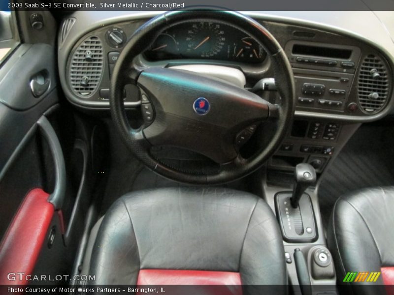 Silver Metallic / Charcoal/Red 2003 Saab 9-3 SE Convertible