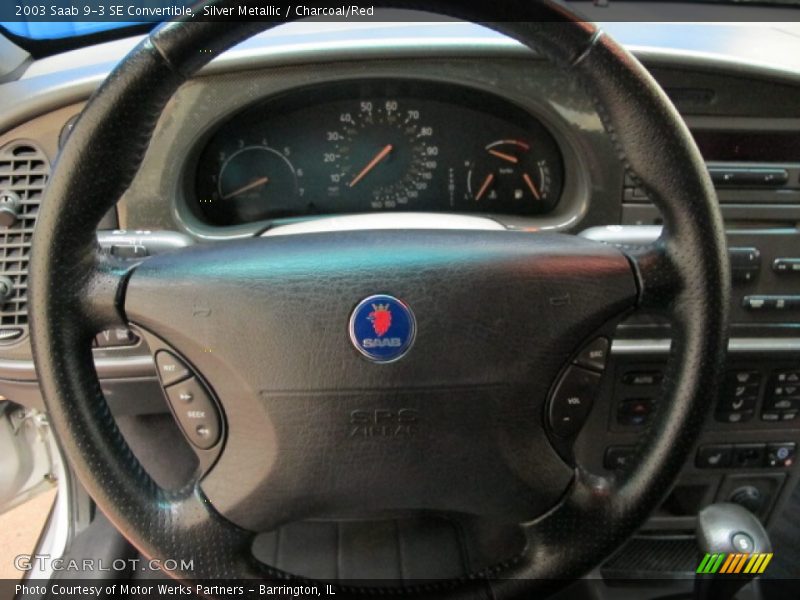 Silver Metallic / Charcoal/Red 2003 Saab 9-3 SE Convertible