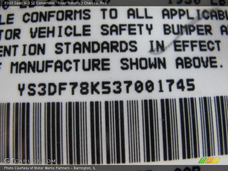 Silver Metallic / Charcoal/Red 2003 Saab 9-3 SE Convertible