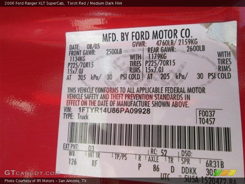 Torch Red / Medium Dark Flint 2006 Ford Ranger XLT SuperCab