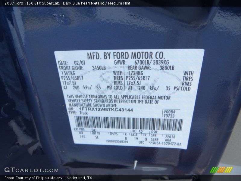 Dark Blue Pearl Metallic / Medium Flint 2007 Ford F150 STX SuperCab