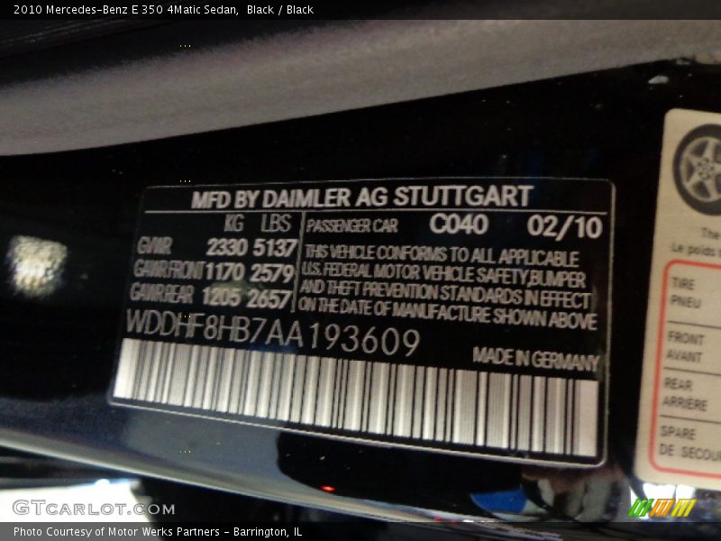 Black / Black 2010 Mercedes-Benz E 350 4Matic Sedan