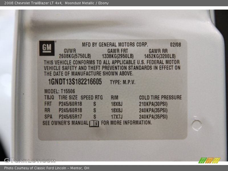 Moondust Metallic / Ebony 2008 Chevrolet TrailBlazer LT 4x4