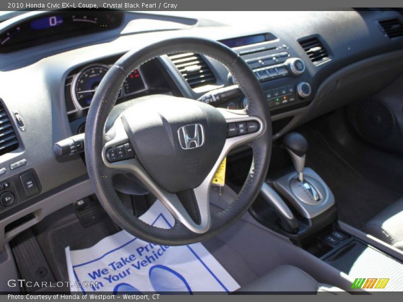 Crystal Black Pearl / Gray 2010 Honda Civic EX-L Coupe