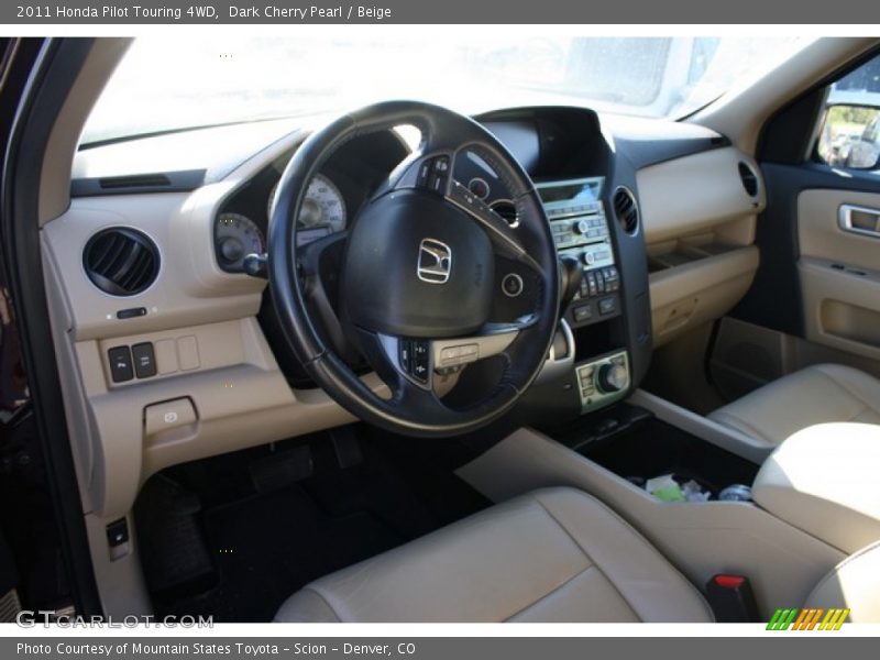 Dark Cherry Pearl / Beige 2011 Honda Pilot Touring 4WD