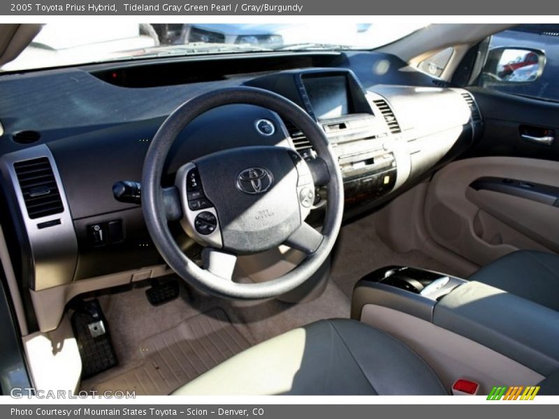 Tideland Gray Green Pearl / Gray/Burgundy 2005 Toyota Prius Hybrid