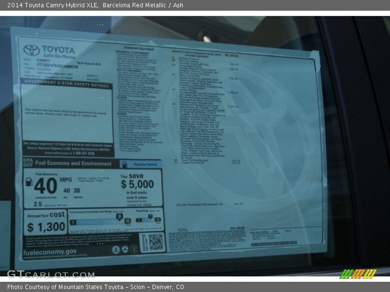 Barcelona Red Metallic / Ash 2014 Toyota Camry Hybrid XLE