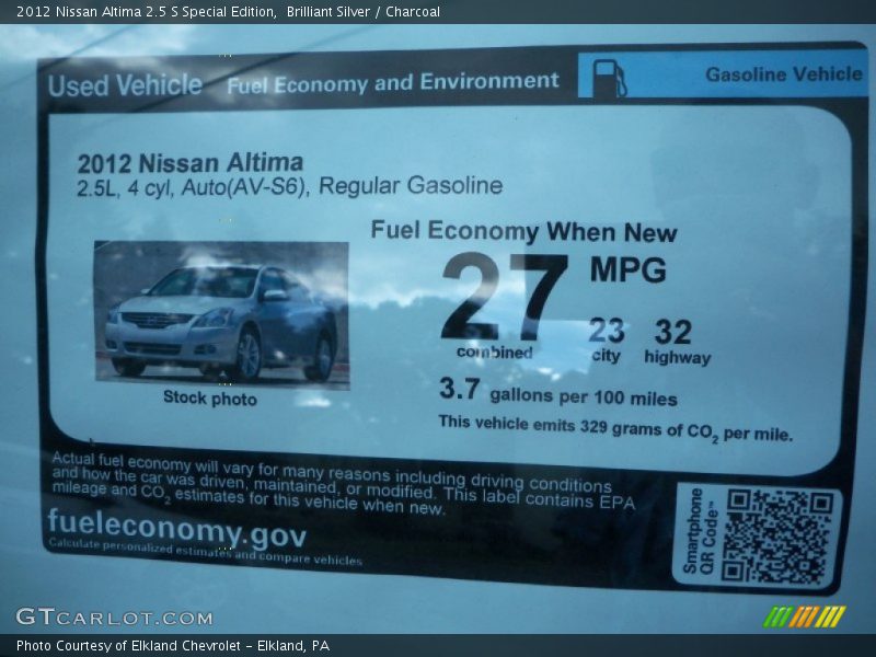 Brilliant Silver / Charcoal 2012 Nissan Altima 2.5 S Special Edition