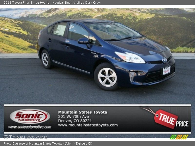 Nautical Blue Metallic / Dark Gray 2013 Toyota Prius Three Hybrid
