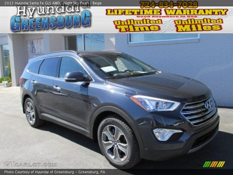 Night Sky Pearl / Beige 2013 Hyundai Santa Fe GLS AWD