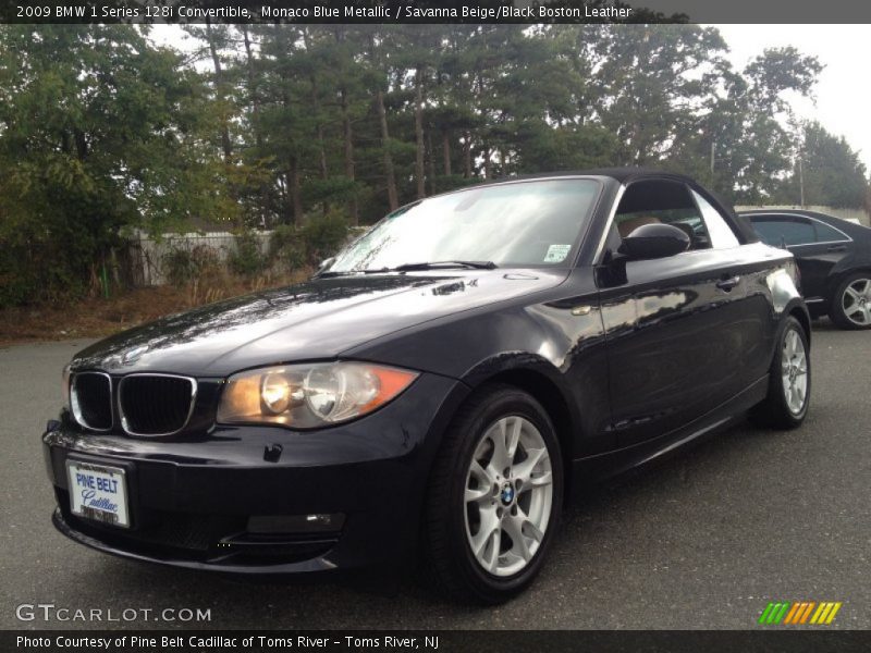 Monaco Blue Metallic / Savanna Beige/Black Boston Leather 2009 BMW 1 Series 128i Convertible