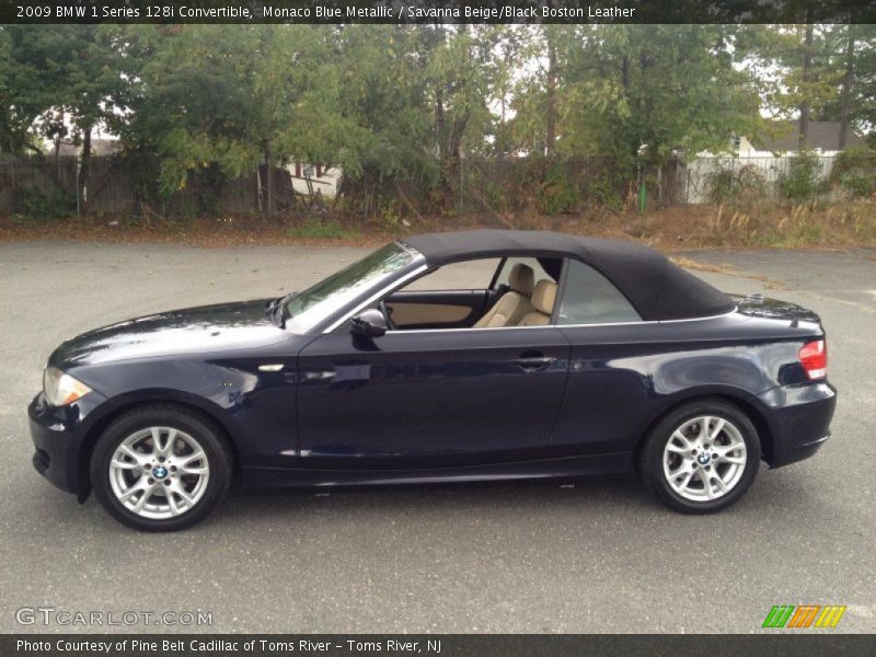Monaco Blue Metallic / Savanna Beige/Black Boston Leather 2009 BMW 1 Series 128i Convertible