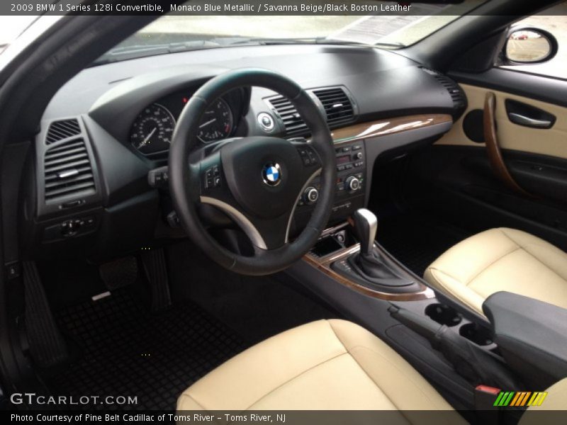 Monaco Blue Metallic / Savanna Beige/Black Boston Leather 2009 BMW 1 Series 128i Convertible