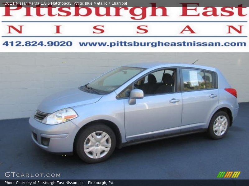 Arctic Blue Metallic / Charcoal 2011 Nissan Versa 1.8 S Hatchback