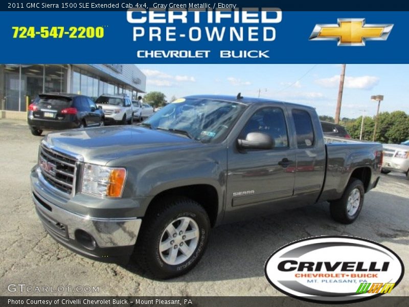 Gray Green Metallic / Ebony 2011 GMC Sierra 1500 SLE Extended Cab 4x4