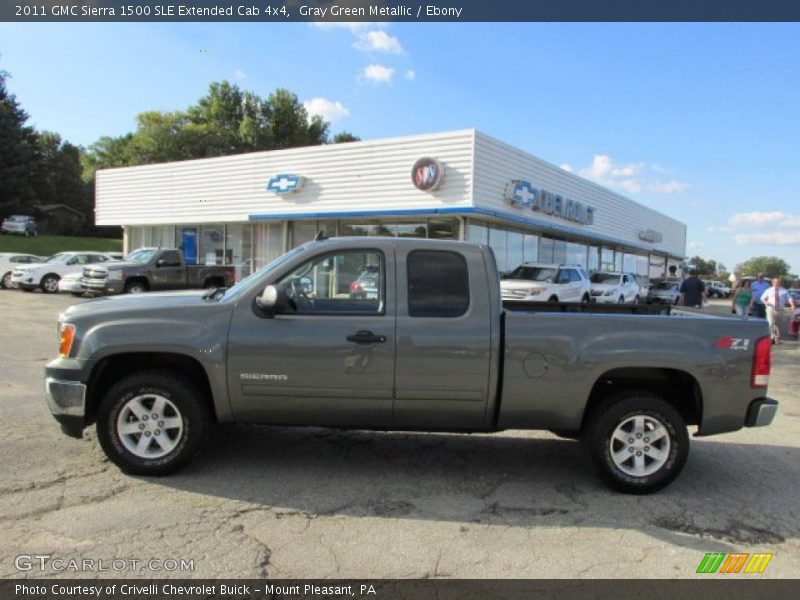 Gray Green Metallic / Ebony 2011 GMC Sierra 1500 SLE Extended Cab 4x4