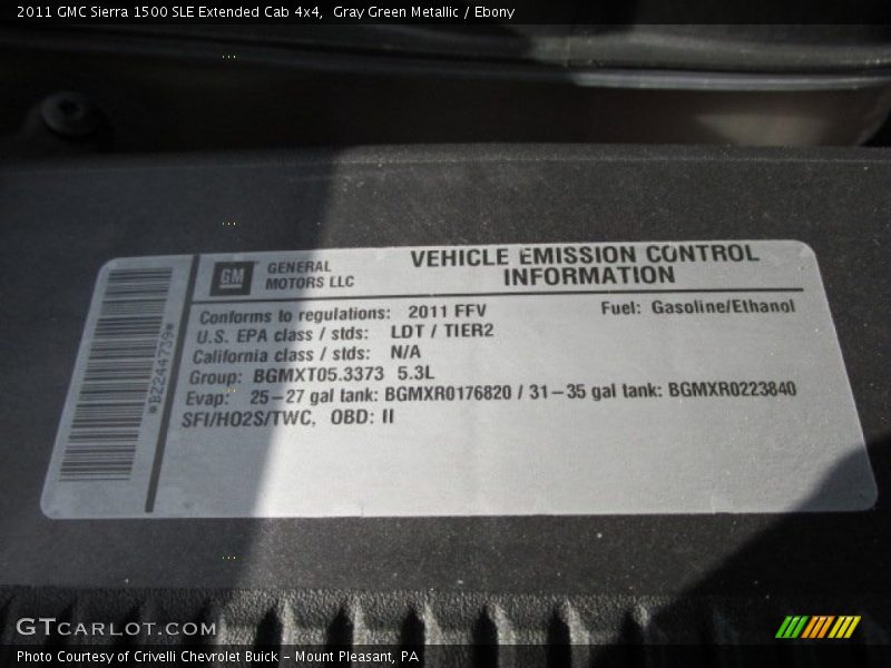 Gray Green Metallic / Ebony 2011 GMC Sierra 1500 SLE Extended Cab 4x4