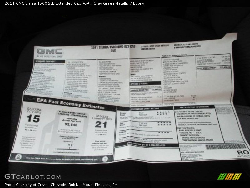 Gray Green Metallic / Ebony 2011 GMC Sierra 1500 SLE Extended Cab 4x4