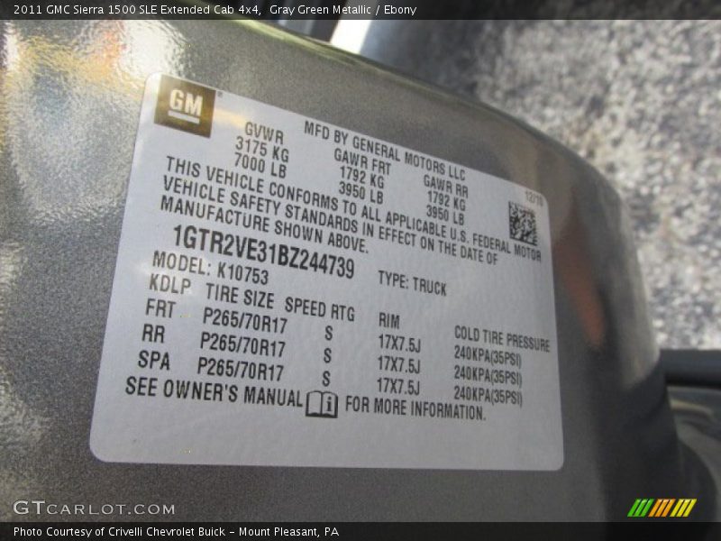 Gray Green Metallic / Ebony 2011 GMC Sierra 1500 SLE Extended Cab 4x4