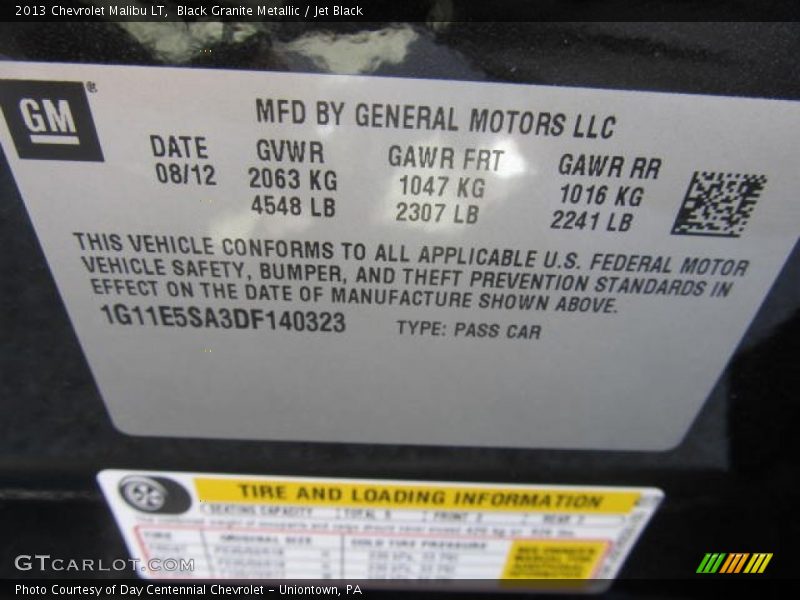 Black Granite Metallic / Jet Black 2013 Chevrolet Malibu LT