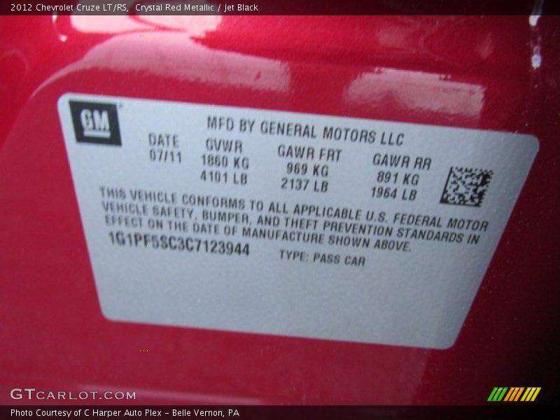 Crystal Red Metallic / Jet Black 2012 Chevrolet Cruze LT/RS