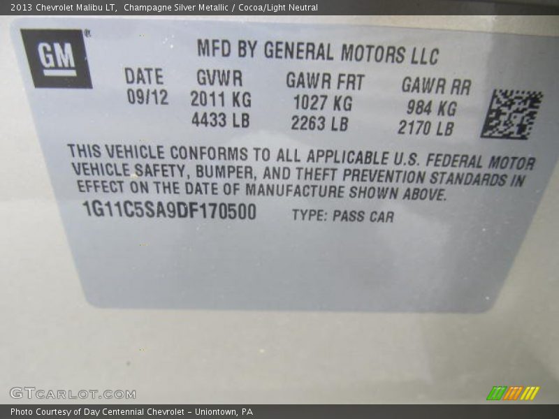 Champagne Silver Metallic / Cocoa/Light Neutral 2013 Chevrolet Malibu LT
