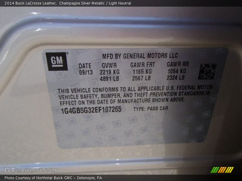 Champagne Silver Metallic / Light Neutral 2014 Buick LaCrosse Leather