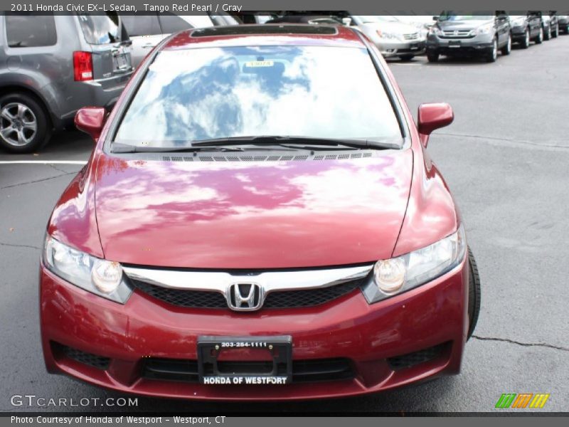Tango Red Pearl / Gray 2011 Honda Civic EX-L Sedan