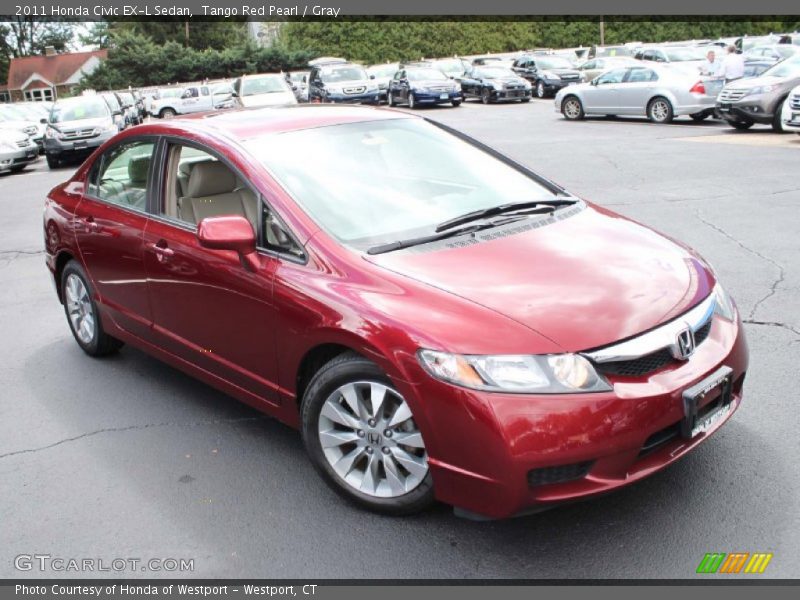 Tango Red Pearl / Gray 2011 Honda Civic EX-L Sedan