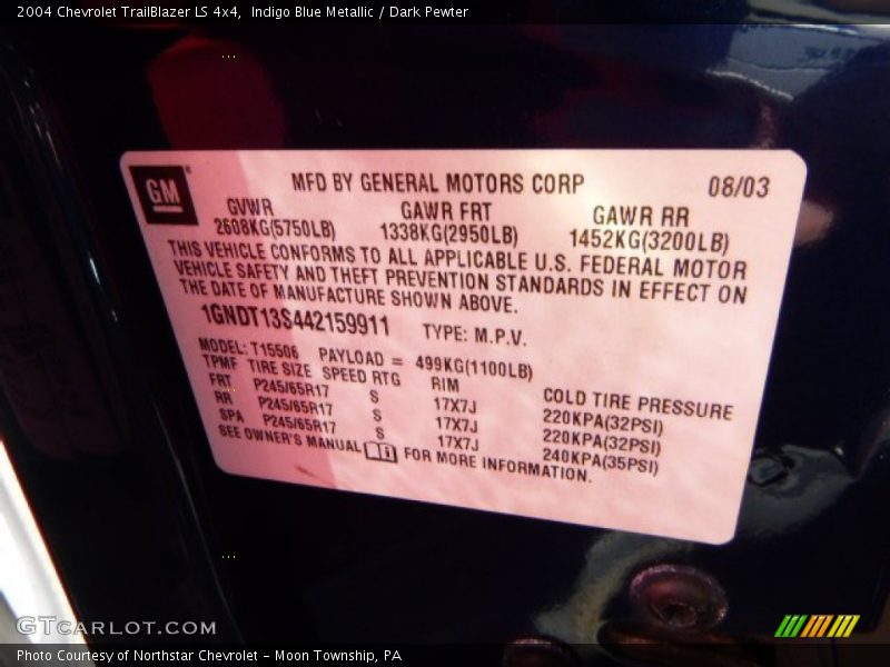 Indigo Blue Metallic / Dark Pewter 2004 Chevrolet TrailBlazer LS 4x4