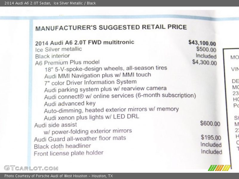 Ice Silver Metallic / Black 2014 Audi A6 2.0T Sedan