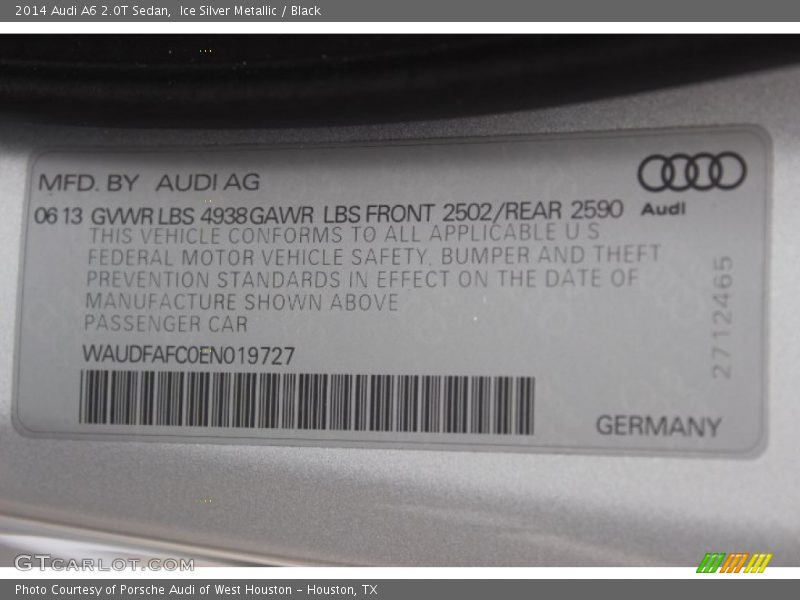 Ice Silver Metallic / Black 2014 Audi A6 2.0T Sedan