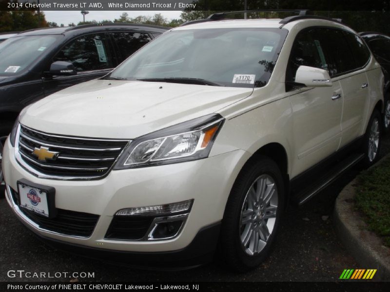 White Diamond Tricoat / Ebony 2014 Chevrolet Traverse LT AWD